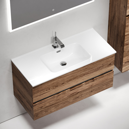 Тумба под раковину Sancos Urban UR100ECH 100х50 подвесная цвет коричневый - фото 4